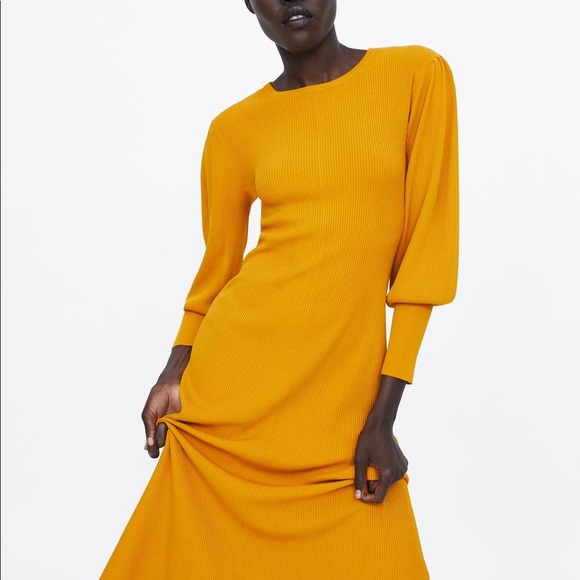 Zara Dresses Zara Mustard Knit Dress Poshmark